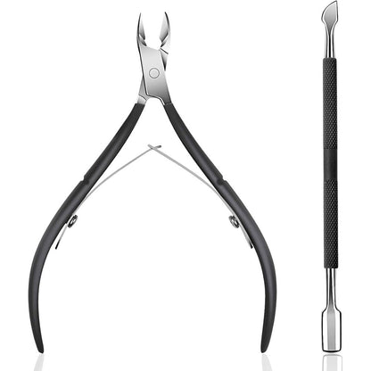 Ejiubas cuticle trimmer and pusher set in black
