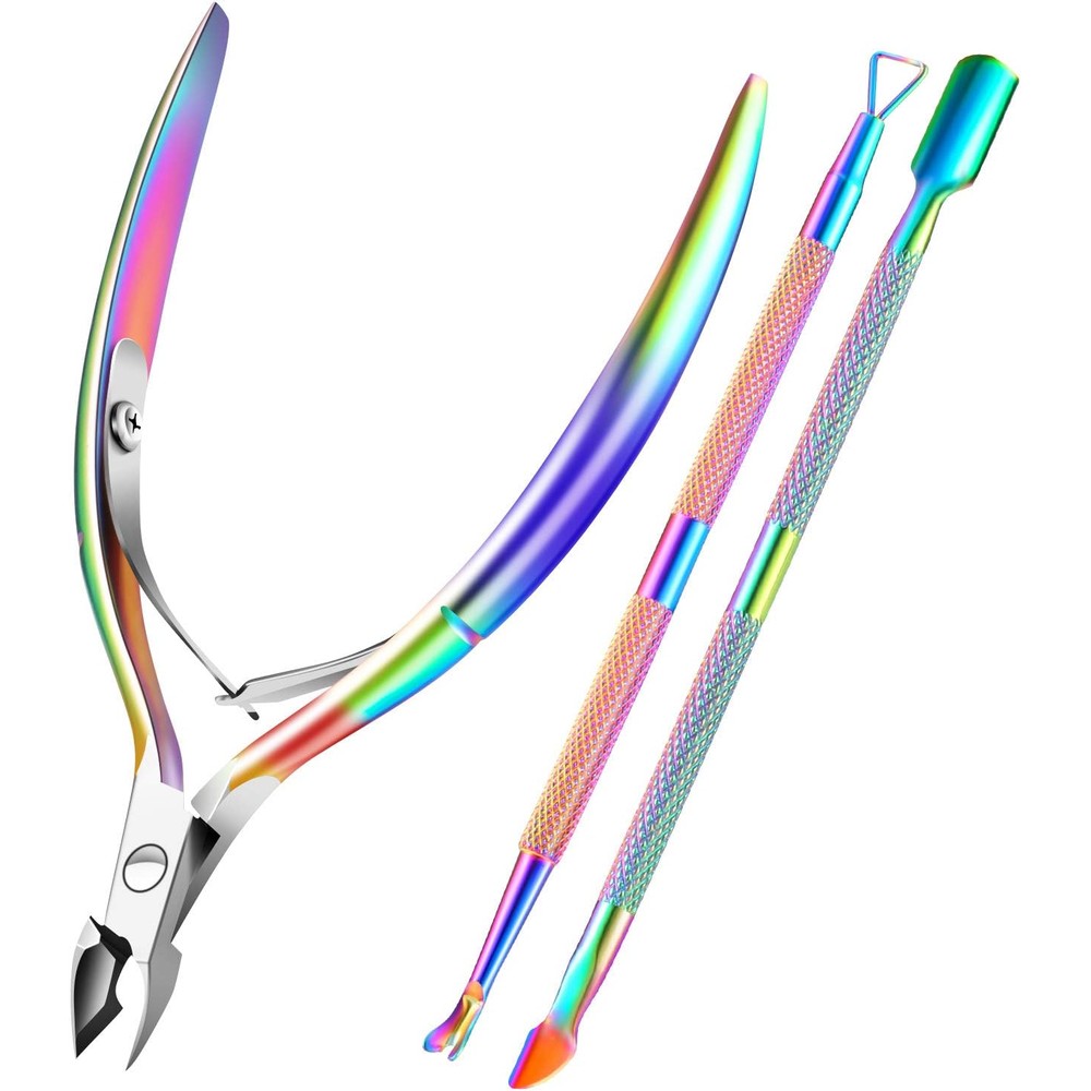 Xunxmas stainless steel cuticle trimmer and pusher set