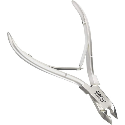 Green Estetica professional stainless steel cuticle nipper front view