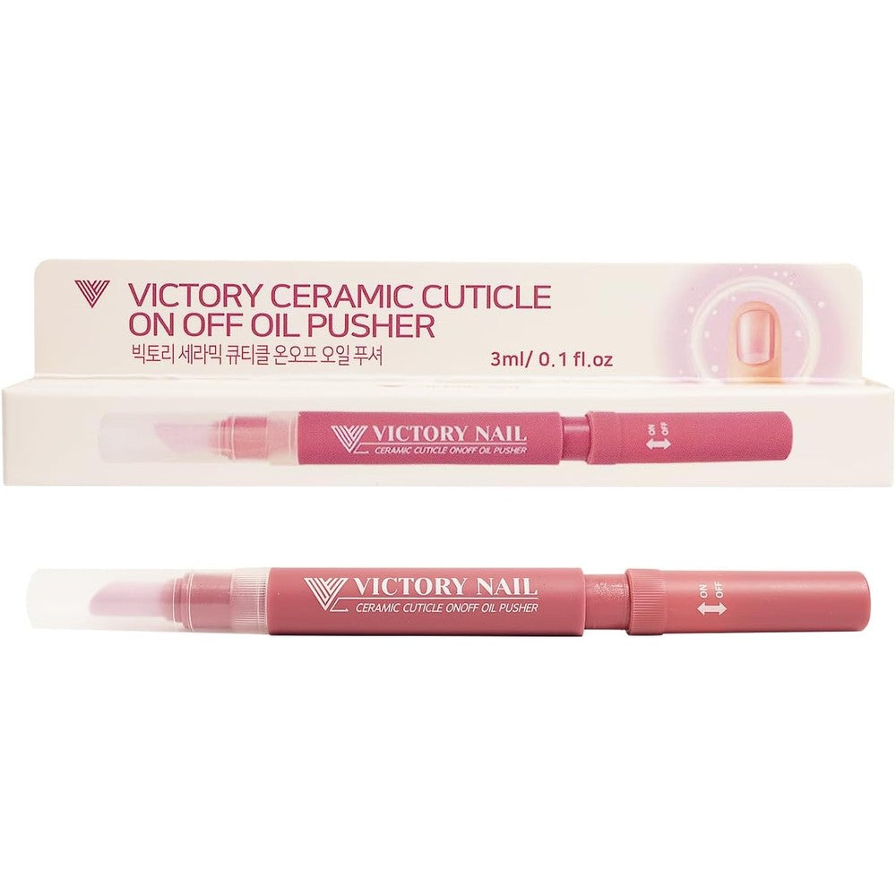 Victory Nail Ceramic Cuticle On Off Oil Pusher in Rose color front view
