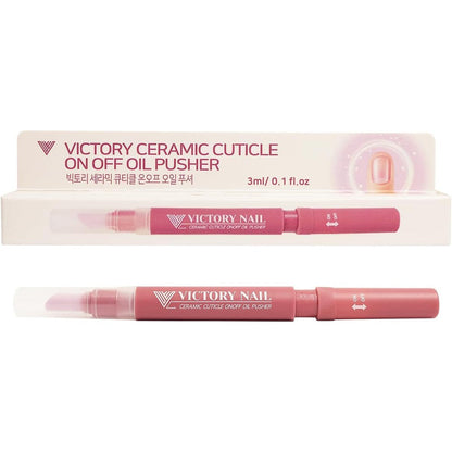 Victory Nail Ceramic Cuticle On Off Oil Pusher in Rose color front view