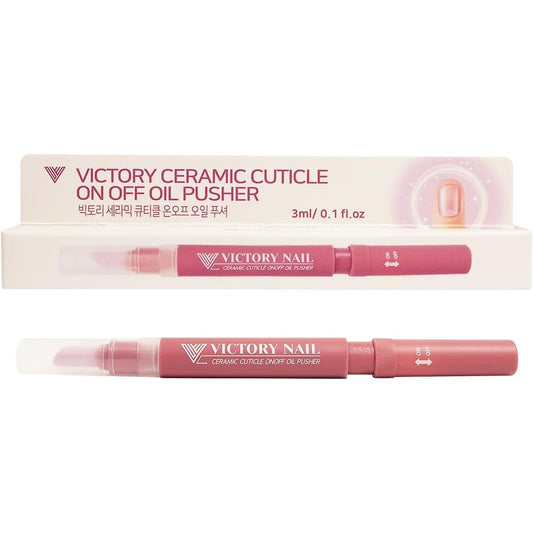 Victory Nail Ceramic Cuticle On Off Oil Pusher in Rose color front view