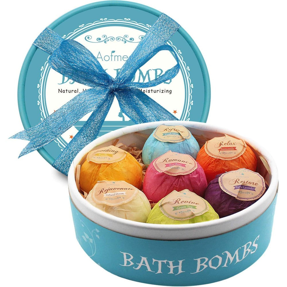 Antrader Aofmee bath bombs gift set front view in box
