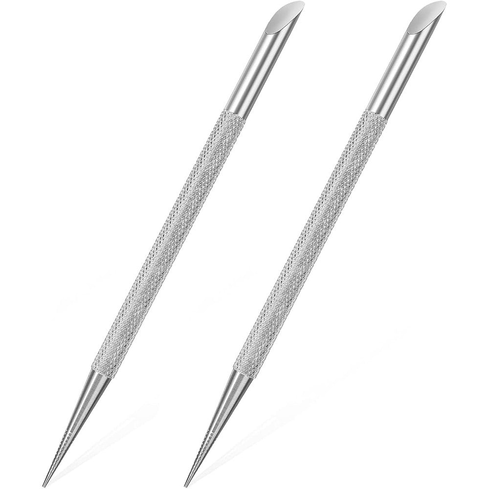Qianyu stainless steel cuticle pusher and nail cleaner set front view