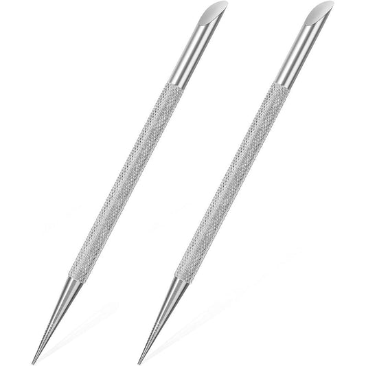 Qianyu stainless steel cuticle pusher and nail cleaner set front view