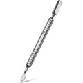 FERYES upgraded dual head cuticle pusher tool front view for salon manicure