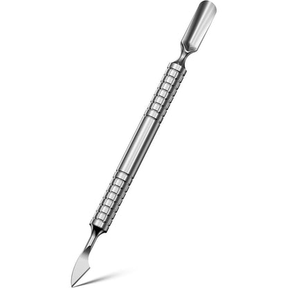 FERYES upgraded dual head cuticle pusher tool front view for salon manicure