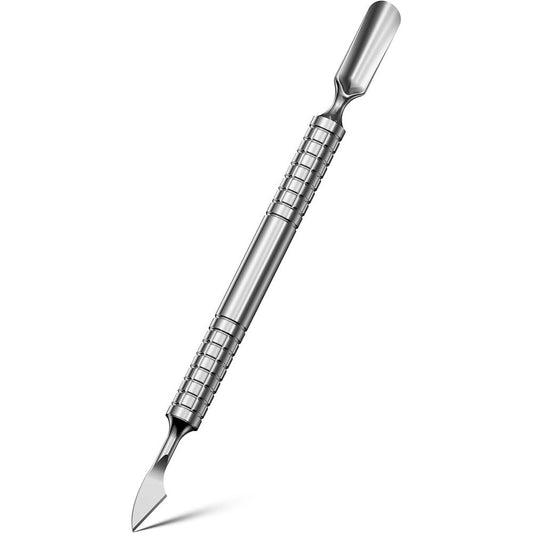 FERYES upgraded dual head cuticle pusher tool front view for salon manicure