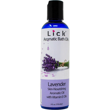 Lick Lavender Aromatic Bath Oil front view bottle for calming relaxation