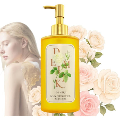 Demiki Japanese Body Wash Shower Oil White Rose 300 ml front view packaging