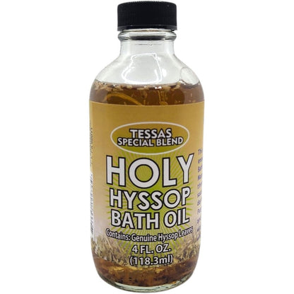 Magick Space Holy Hyssop Bath Oil four ounce bottle front view for spiritual purification rituals