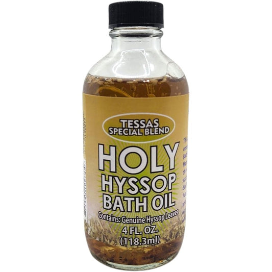 Magick Space Holy Hyssop Bath Oil four ounce bottle front view for spiritual purification rituals