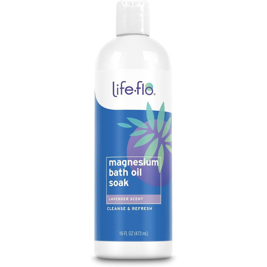 Life-Flo Magnesium Oil Bath Soak Lavender 16 Fluid Ounce bottle front view