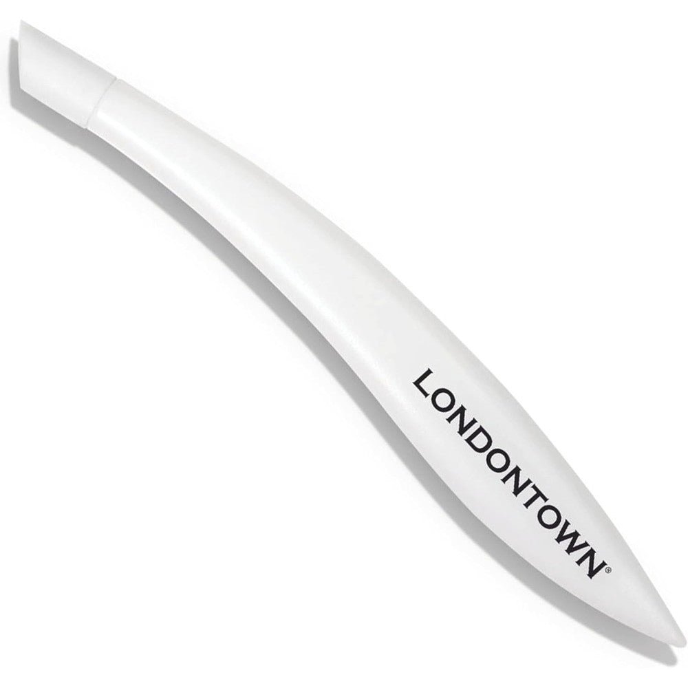 Londontown cuticle pusher tool with white rubber tip front view