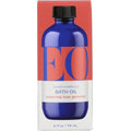 EO Warm Embrace Bath Oil front view in vibrant blue glass bottle