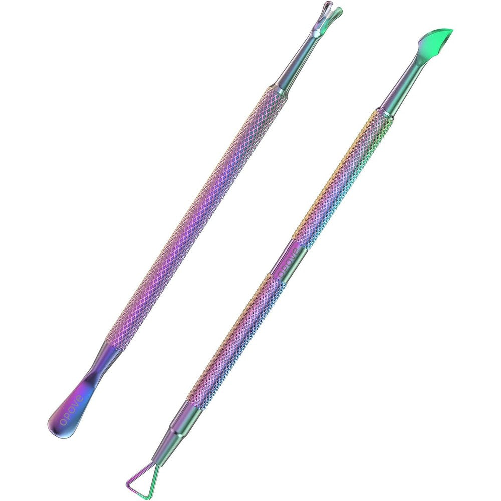 Opove P1 Color Gradient Stainless Steel Cuticle Pusher Set Front View