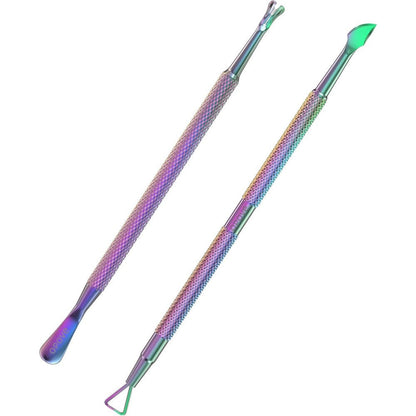 Opove P1 Color Gradient Stainless Steel Cuticle Pusher Set Front View