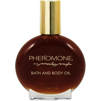 Marilyn Miglin Pheromone Bath And Body Oil front view signature rounded bottle