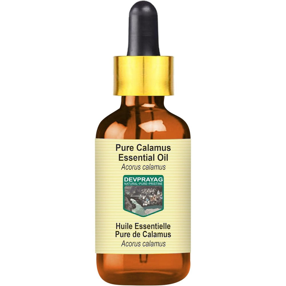 Devprayag Calamus essential oil bottle front view with dropper