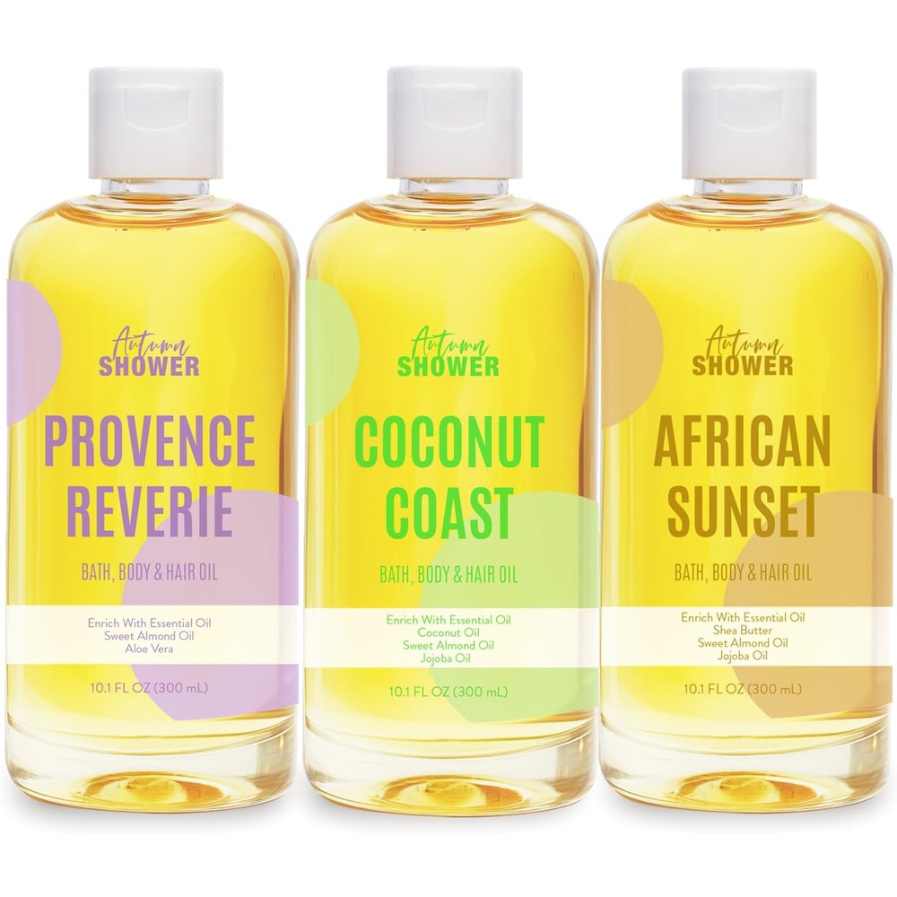 Autumn Shower Provence Reverie bath and body oil set front view bottle packaging