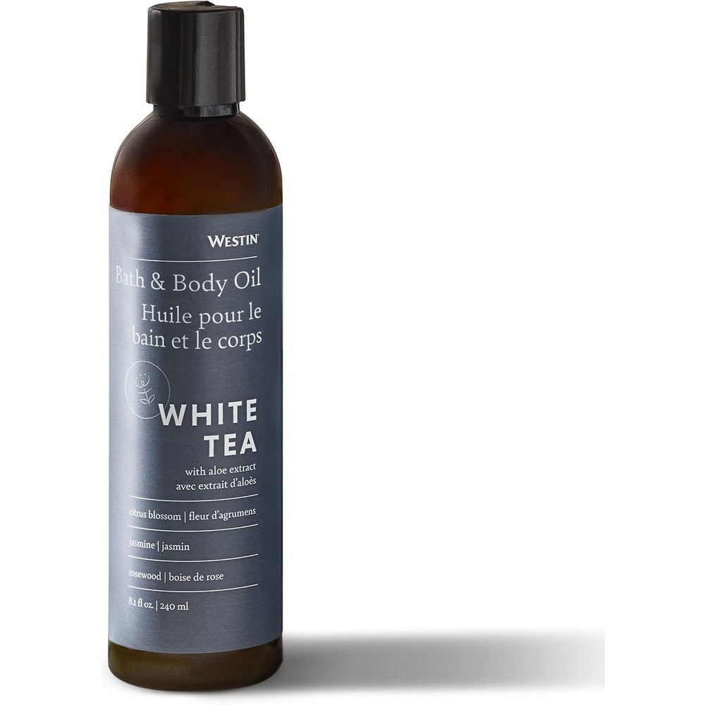 Westin white tea aloe bath and body oil front view bottle