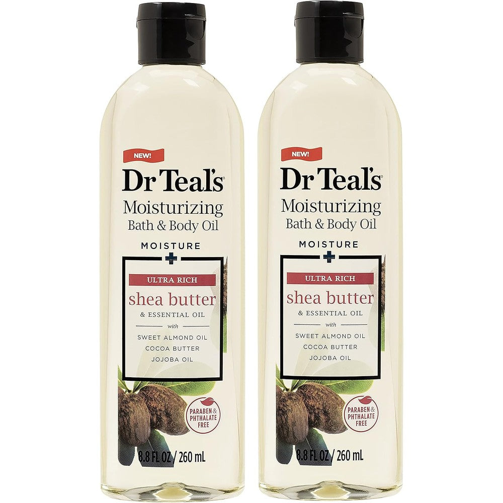 Dr. Teal's shea butter moisturizing bath and body oil two pack front view