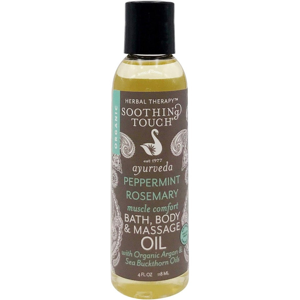 Soothing Touch peppermint rosemary organic massage oil front view bottle