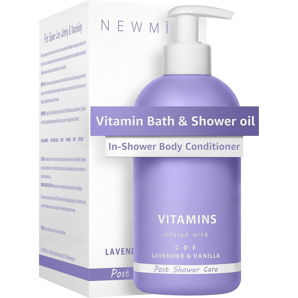 New Miuz lavender vitamin in-shower body conditioner front view pump bottle