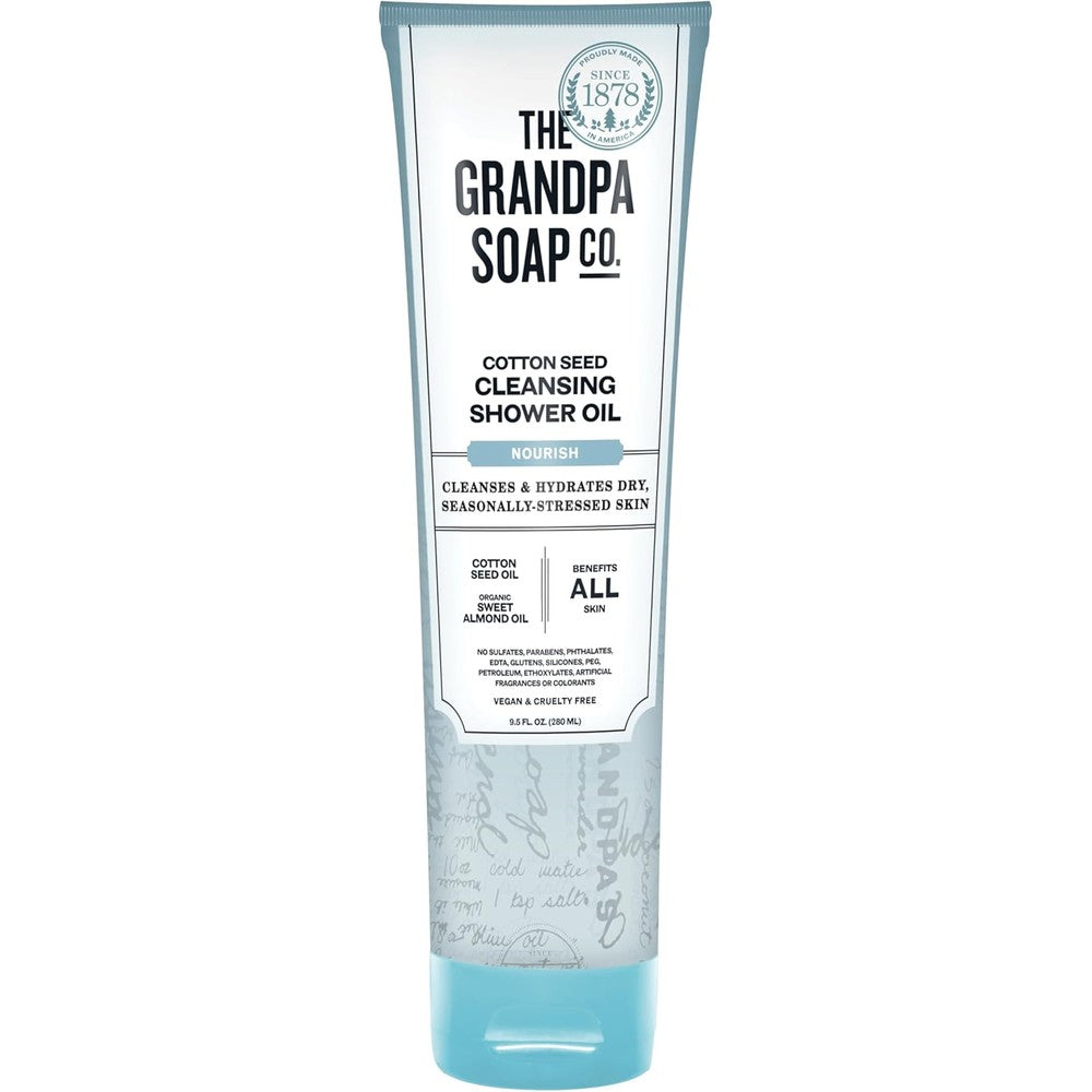 The Grandpa Soap Company Cottonseed Oil Cleansing Shower Oil front view packaging
