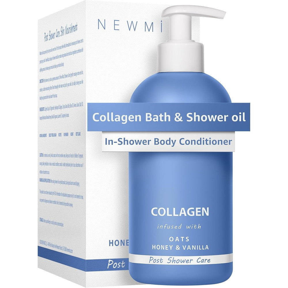 New Miuz collagen in shower body conditioner front view blue bottle