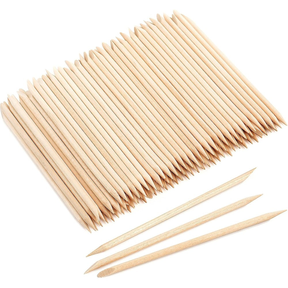 Rubyface 600 pieces orange wood cuticle pusher sticks front view