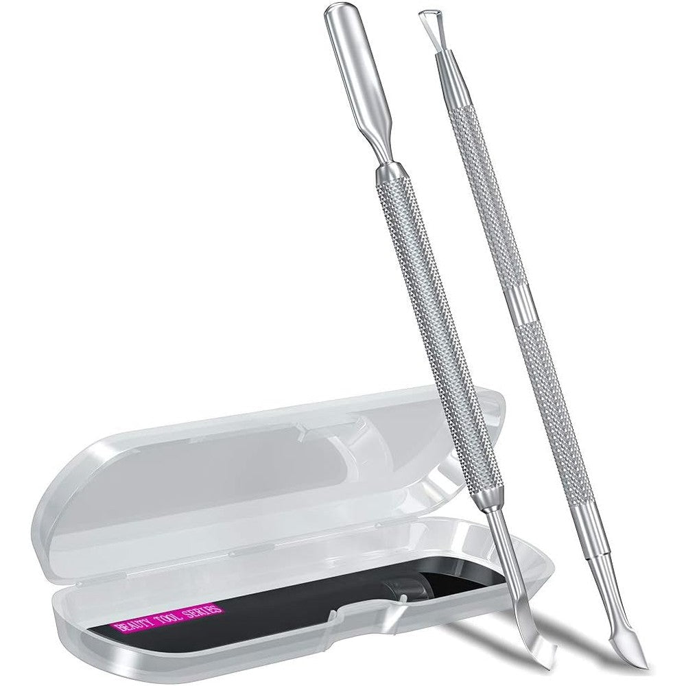 GA&EN Stainless Steel Cuticle Pusher And Gel Nail Polish Scraper Set For Professional Manicure And Pedicure Tool Care 2 Pieces - Image 1