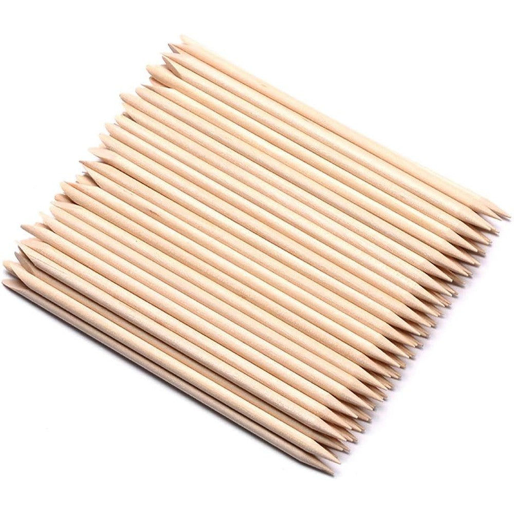 Borogo 100 piece orange wood nail sticks set front view