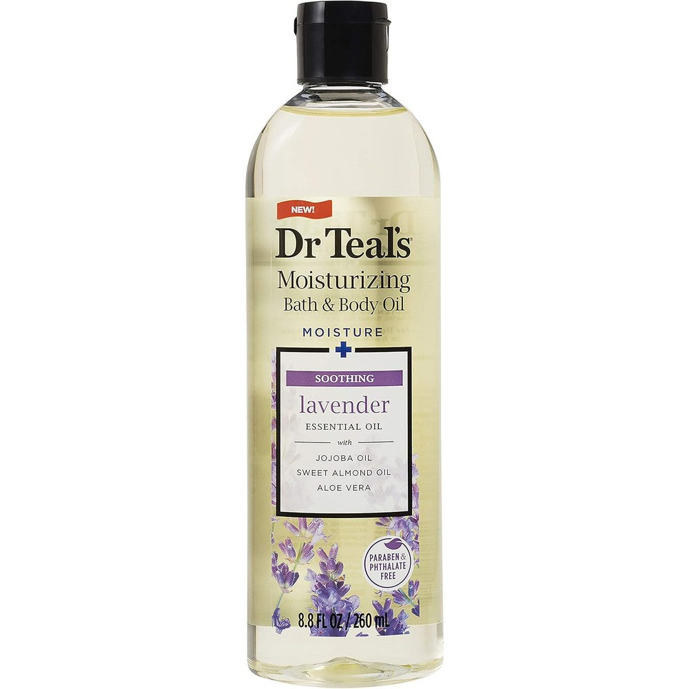 Dr Teal's Moisturizing Bath and Body Oil front view bottle