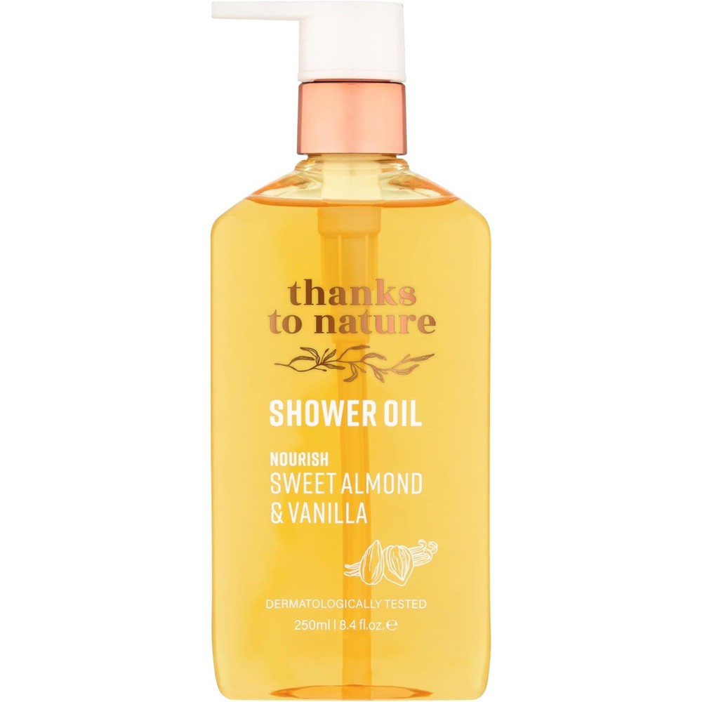 Thanks To Nature Nourish Shower Oil front view packaging