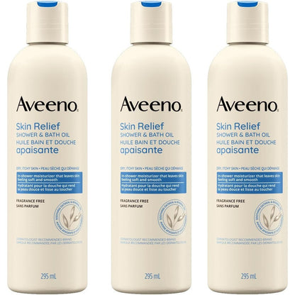 Aveeno Skin Relief Shower and Bath Oil 10 ounce bottles in a three pack value set & best gentle shampoo for color treated hair