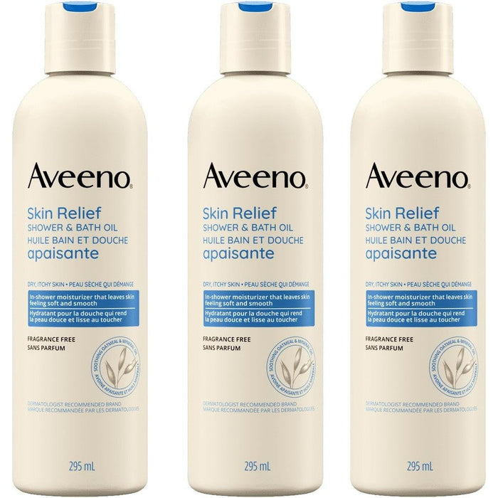 Aveeno Skin Relief Shower And Bath Oil front view bottle packaging