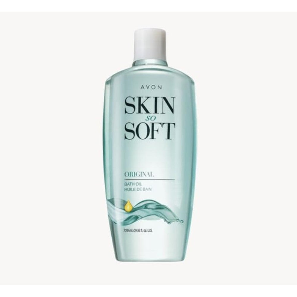 Avon skin so soft original bath oil front view bottle packaging