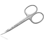 Vesara professional cuticle scissors front view showing the sharp extra fine curved blades