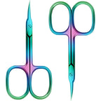 Robohook precision multicolor stainless steel cuticle scissors front view for precise manicure grooming.