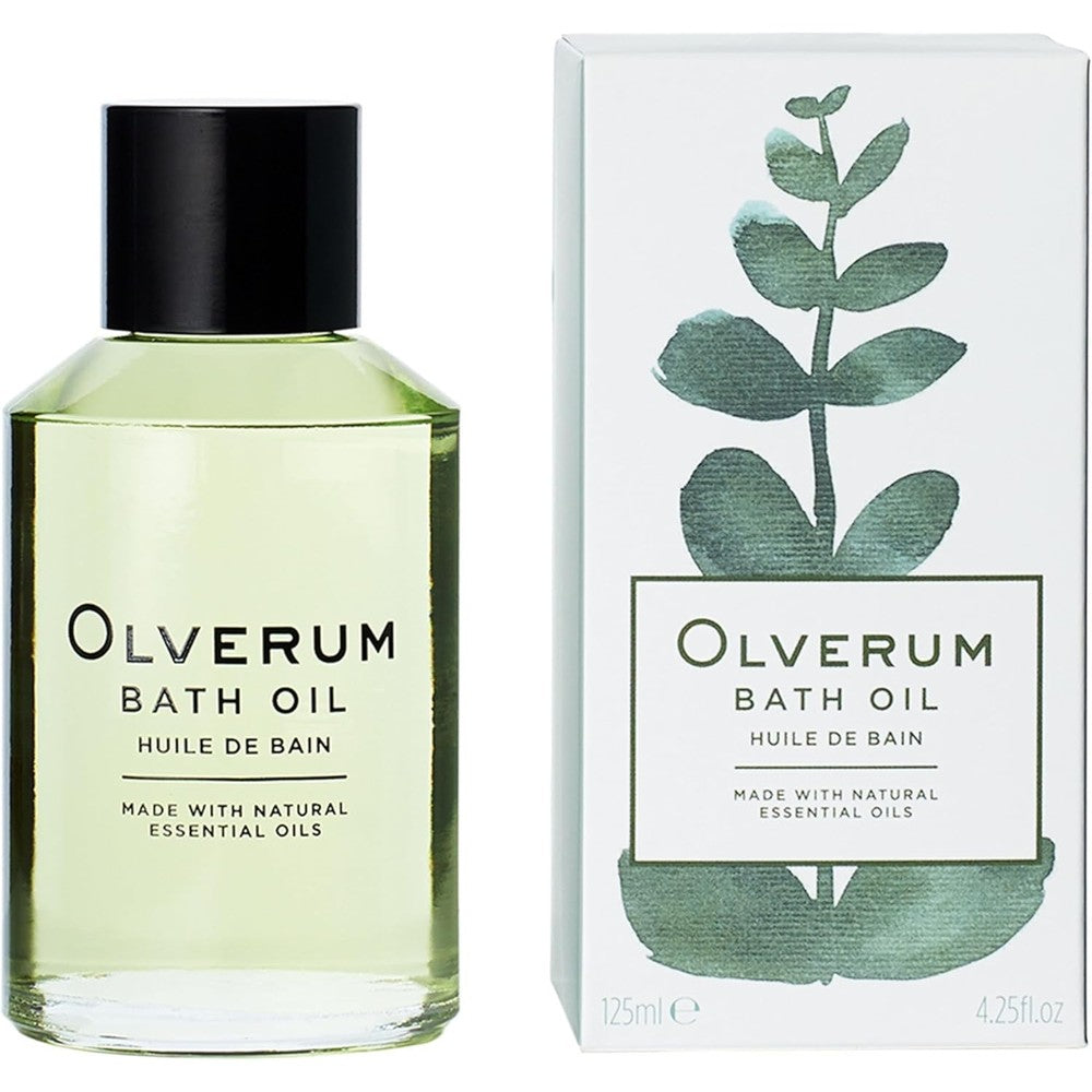 Olverum Natural Bath Oil front view bottle and packaging