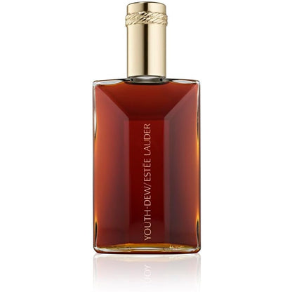 Estée Lauder Youth-Dew Bath Oil front view of rectangular glass bottle with gold cap