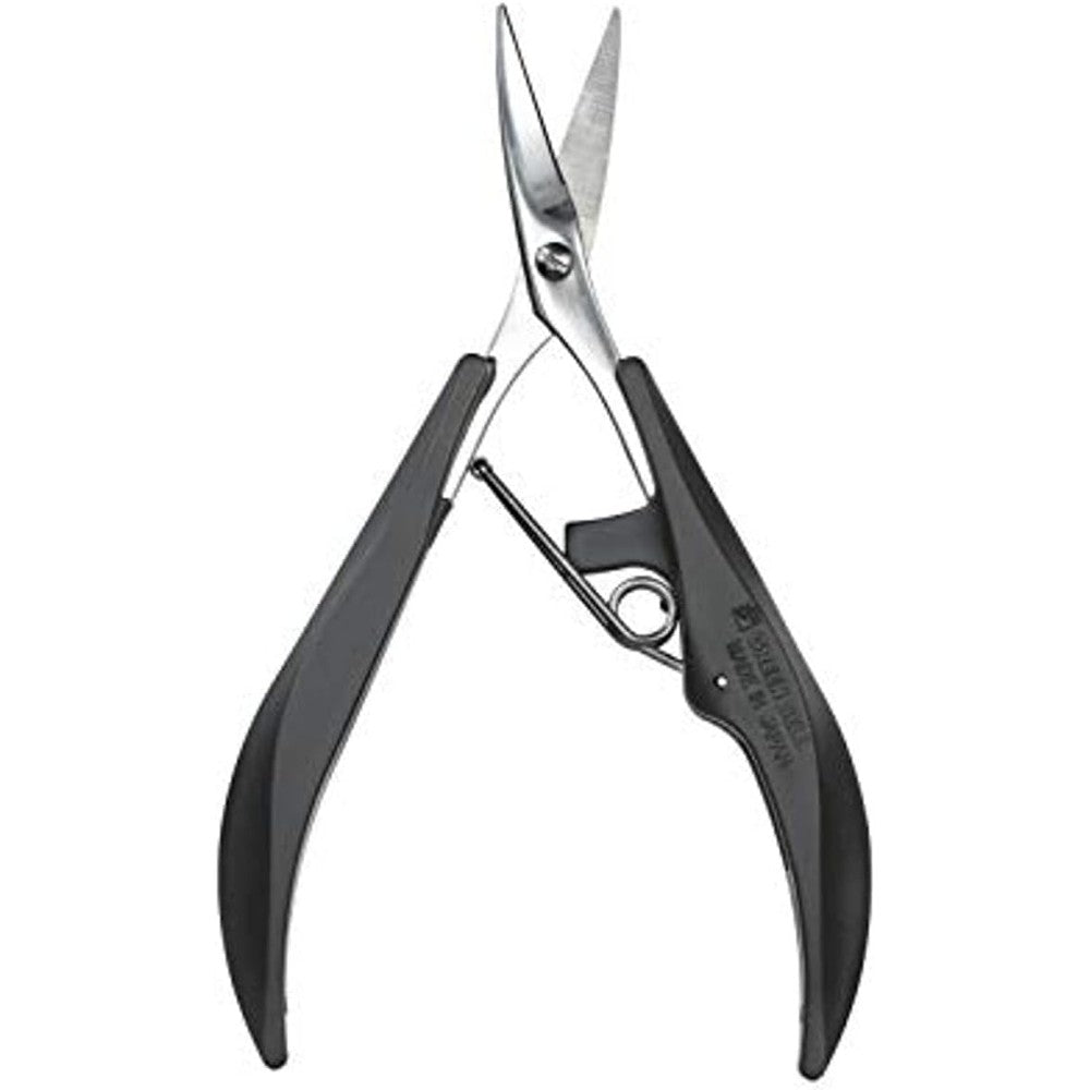 Seki Edge Stainless Steel Nail Scissors SS-205 front view showing premium black loop handle design.