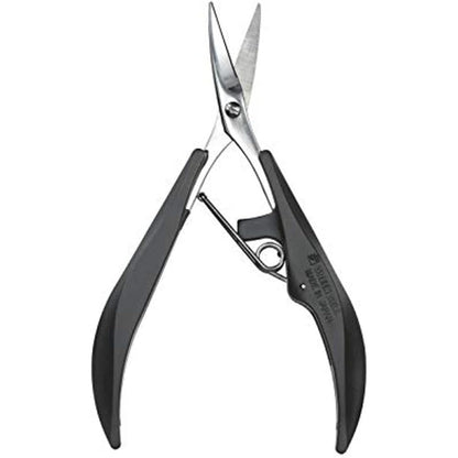 Seki Edge Stainless Steel Nail Scissors SS-205 front view showing premium black loop handle design.