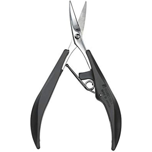 Seki Edge Stainless Steel Nail Scissors SS-205 front view showing premium black loop handle design.