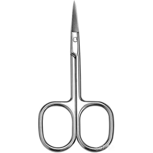 Mundial Precision Cuticle Scissors front view showing sharp curved stainless steel blades.