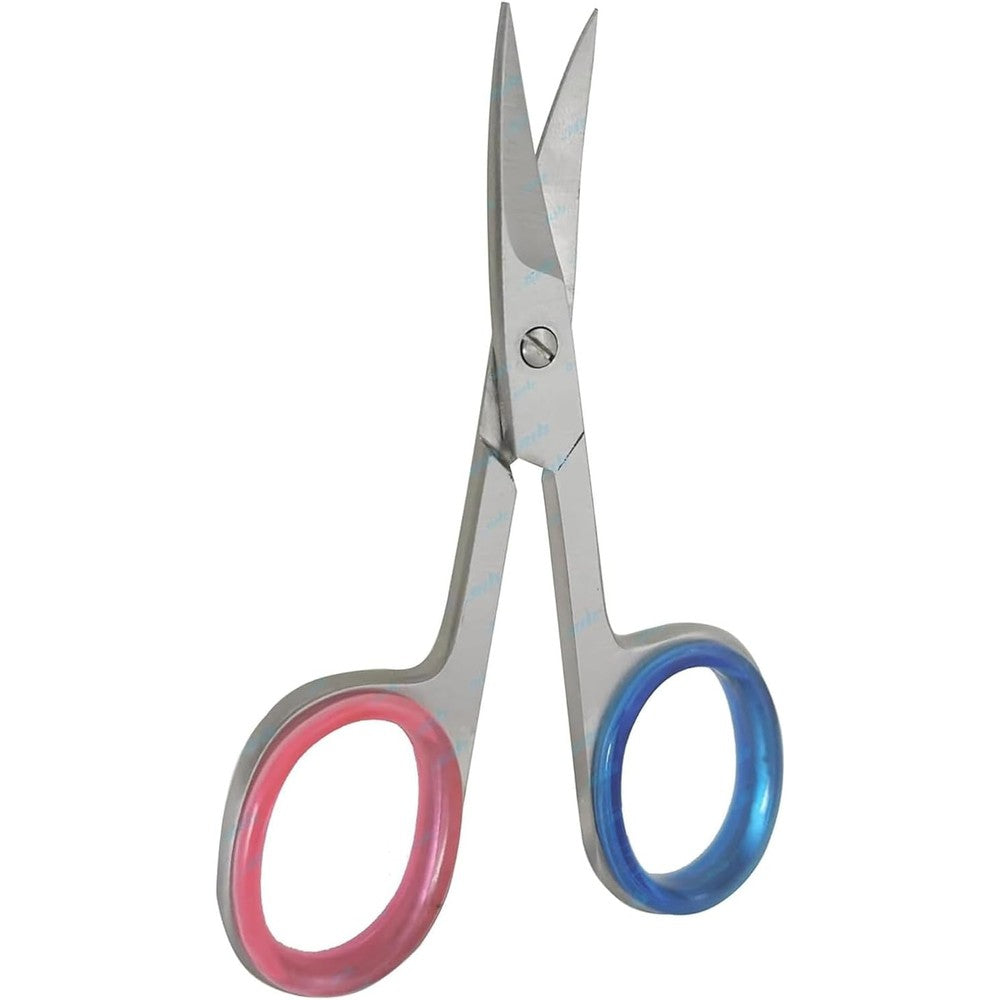 YNR Cuticle Nail Scissors front view showcasing the professional curved stainless steel blades.