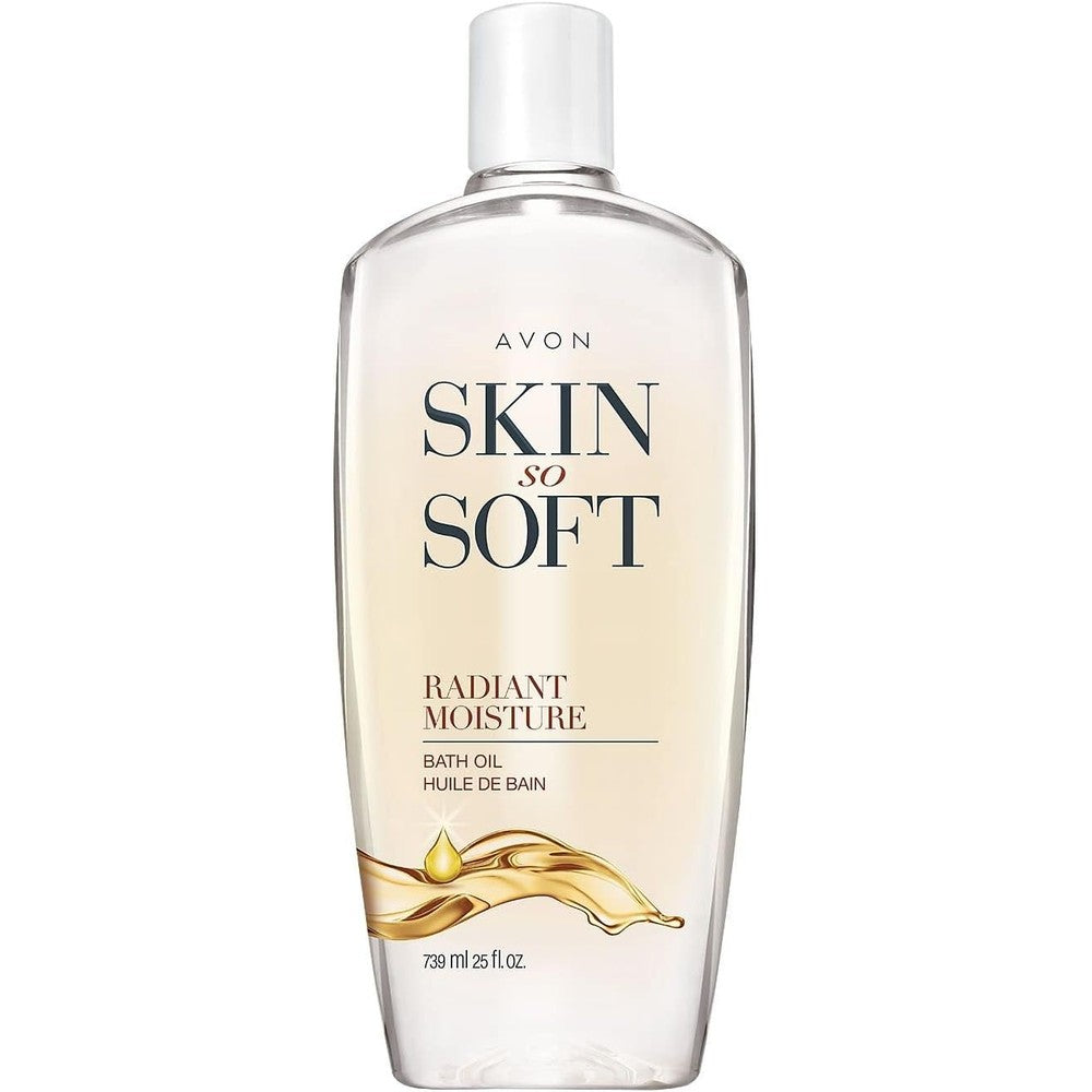 Avon Skin So Soft Radiant Moisture Bath Oil front view bottle