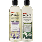 Dr. Teal's moisturizing bath and body oil variety gift set front view bottles