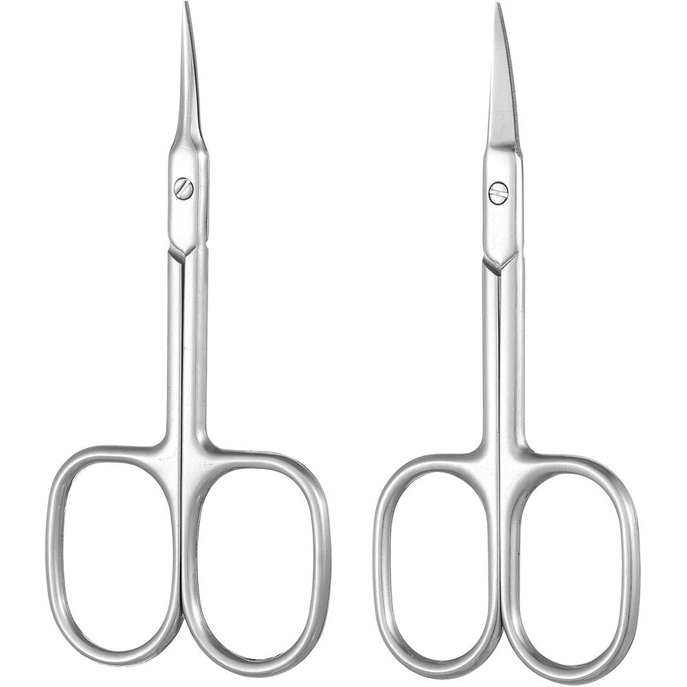 Kootinn stainless steel cuticle scissors front view showing the extra fine curved blades for precision manicure grooming.